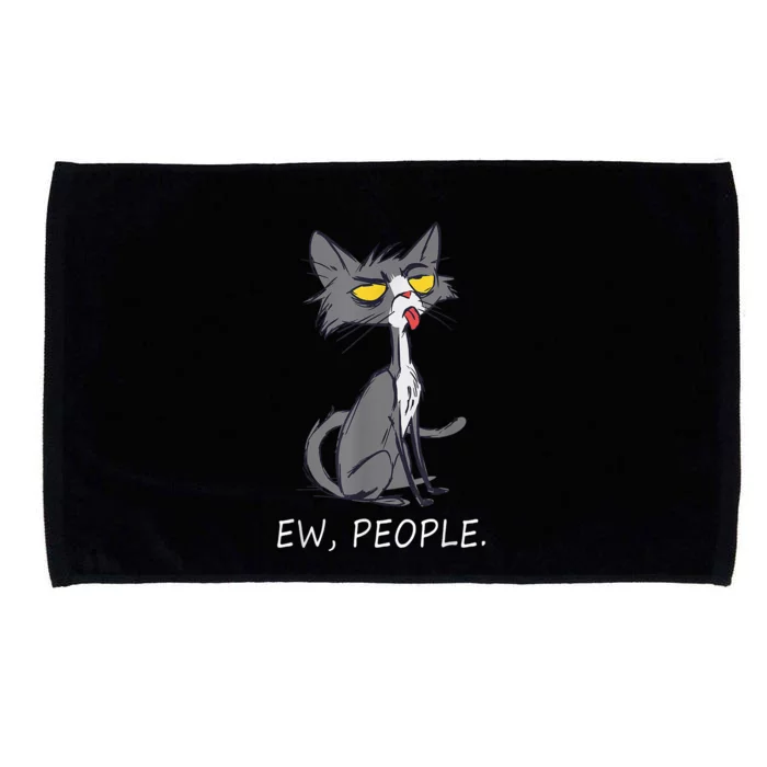 Funny Cat Ew People Meowy Cat Lovers Microfiber Hand Towel