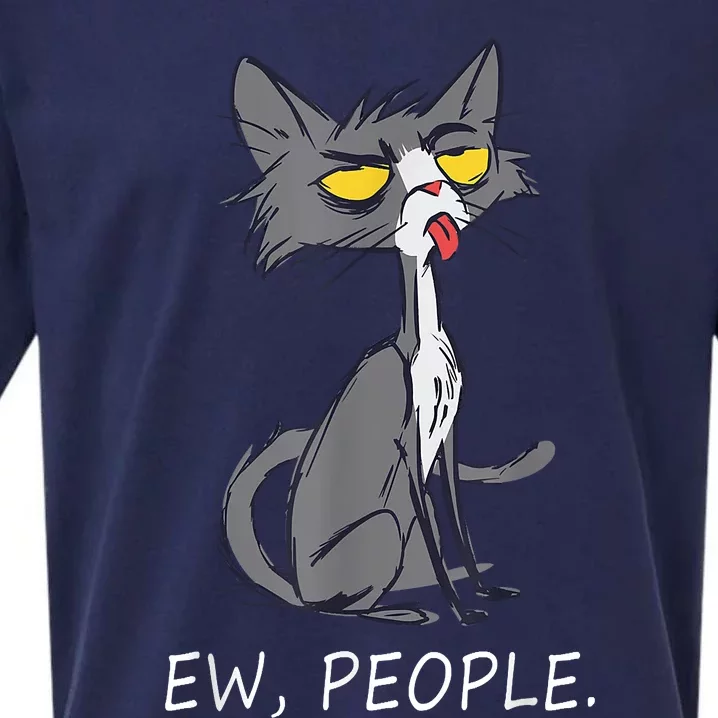 Funny Cat Ew People Meowy Cat Lovers Sueded Cloud Jersey T-Shirt