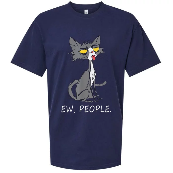 Funny Cat Ew People Meowy Cat Lovers Sueded Cloud Jersey T-Shirt