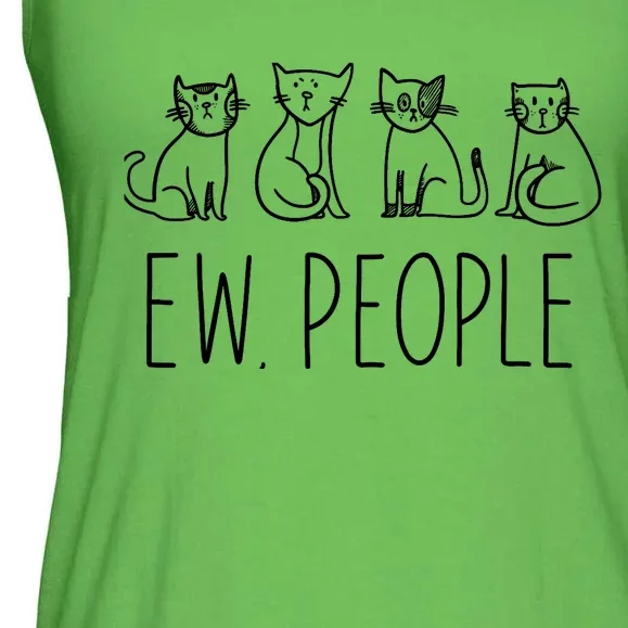 Funny Cat Ew People Cat Design, Cool Cat Tee Ladies Essential Flowy Tank