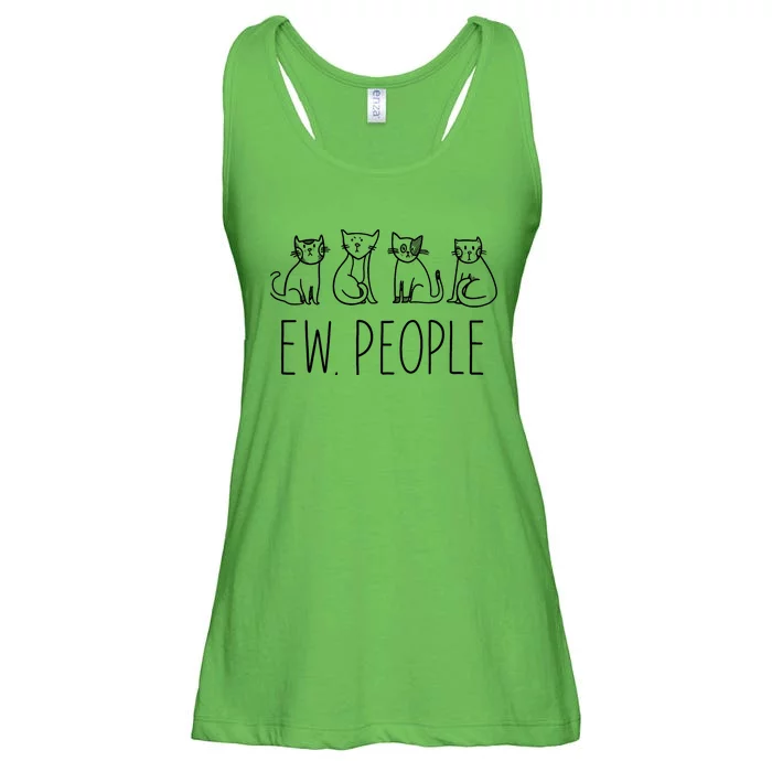 Funny Cat Ew People Cat Design, Cool Cat Tee Ladies Essential Flowy Tank