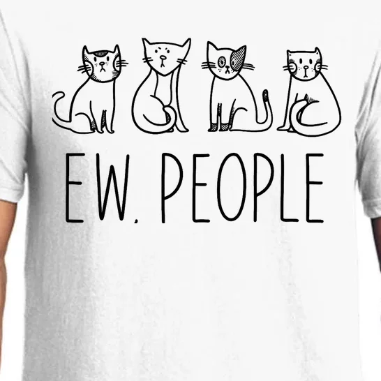 Funny Cat Ew People Cat Design, Cool Cat Tee Pajama Set