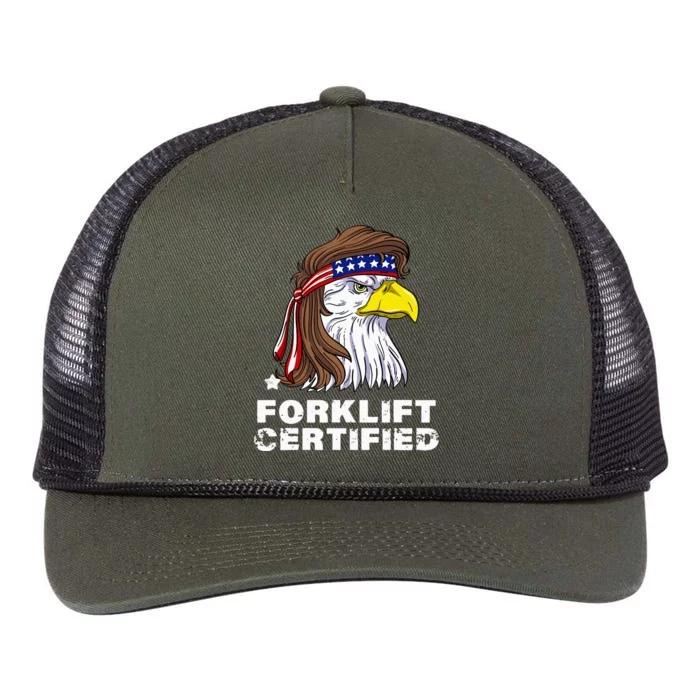 Forklift Certified Eagle Mullet USA Fork Lift Forklift Retro Rope Trucker Hat Cap