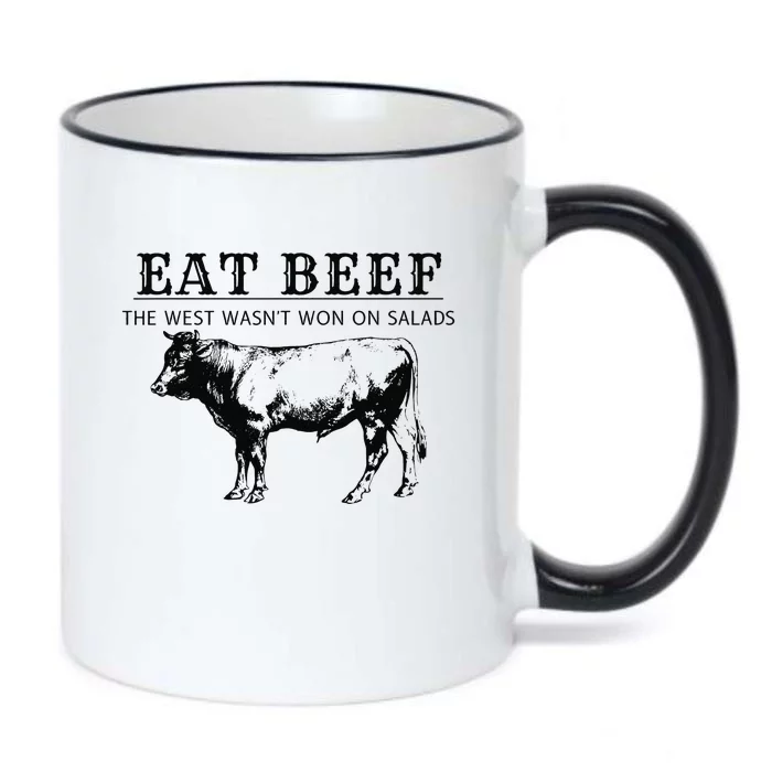 Funny Cow Eat Beef the West Wasn't Won on Salads Farm Cattle Black Color Changing Mug