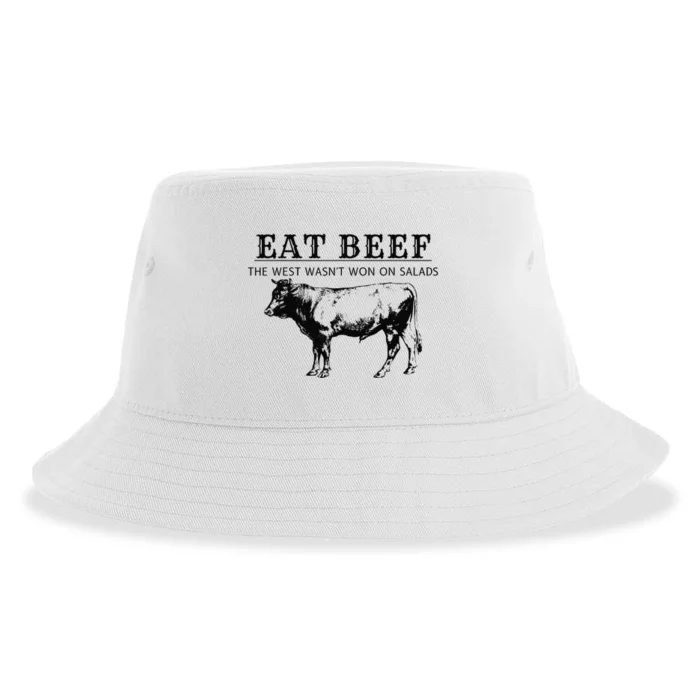 Funny Cow Eat Beef the West Wasn't Won on Salads Farm Cattle Sustainable Bucket Hat