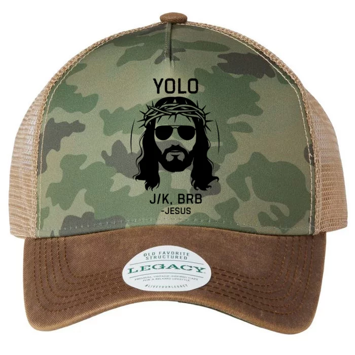 Funny Christian Easter Jesus Yolo Jk Brb Legacy Tie Dye Trucker Hat