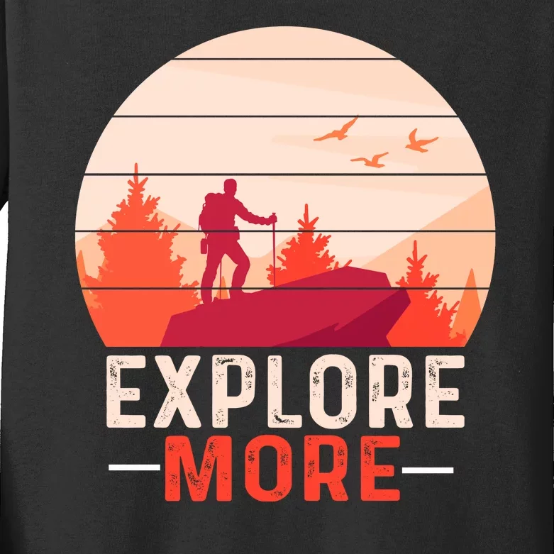 Funny Camping Explore More Kids Long Sleeve Shirt