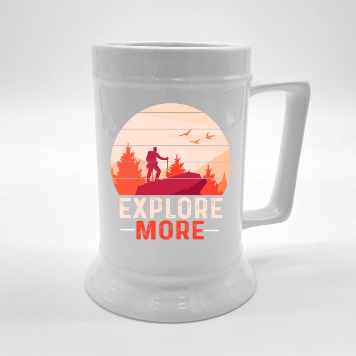 Funny Camping Explore More Front & Back Beer Stein