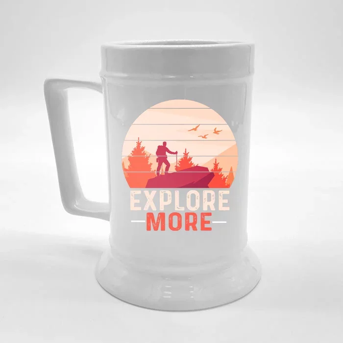 Funny Camping Explore More Front & Back Beer Stein