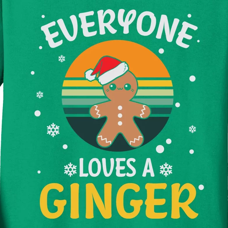 Funny Christmas Everyone Loves A Ginger Xmas Kids Long Sleeve Shirt