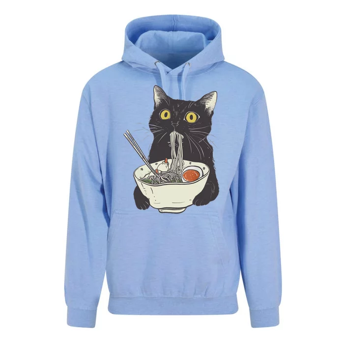 Funny Cat Eating Ramen Vintage Japanese Noodles Unisex Surf Hoodie