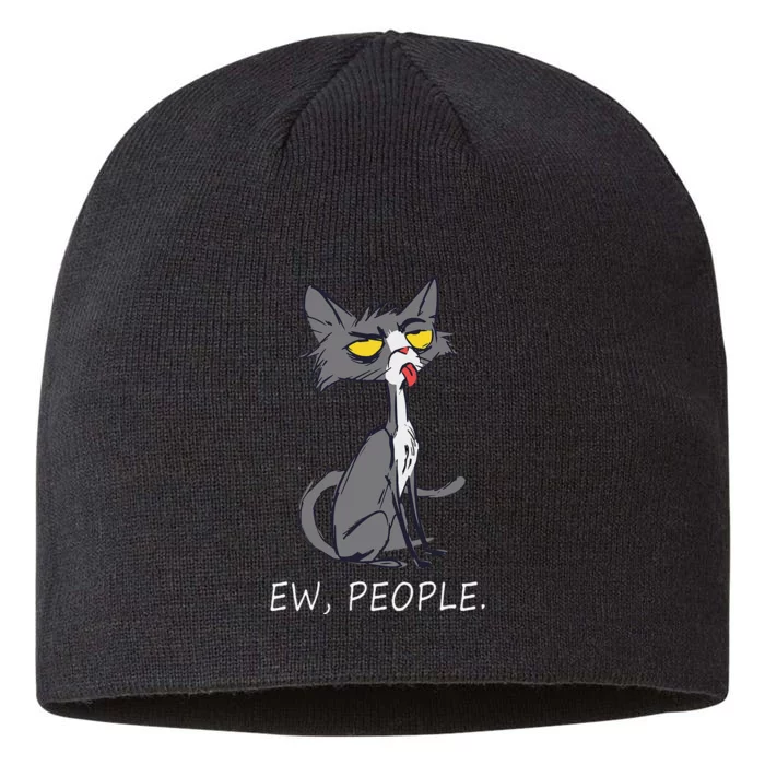 Funny Cat Ew People Meowy Cat Lovers Gifts 8 1/2in Sustainable Knit Beanie