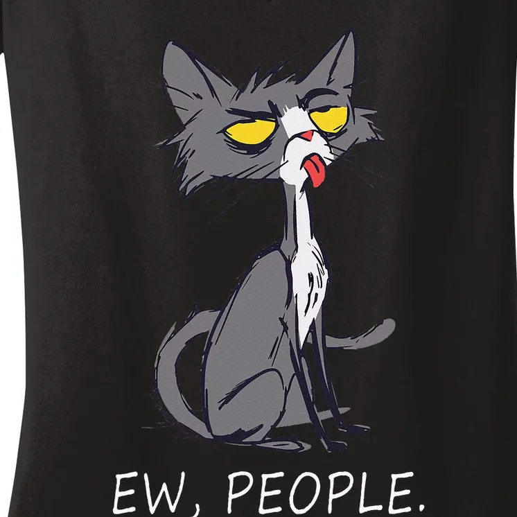 Funny Cat Ew People Meowy Cat Lovers Gifts Women's V-Neck T-Shirt