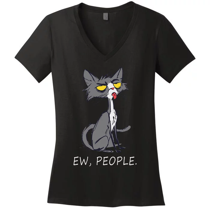 Funny Cat Ew People Meowy Cat Lovers Gifts Women's V-Neck T-Shirt