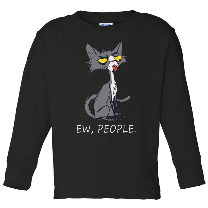 Funny Cat Ew People Meowy Cat Lovers Toddler Long Sleeve Shirt