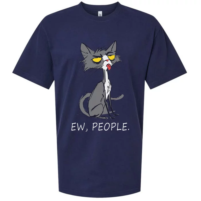 Funny Cat Ew People Meowy Cat Lovers Sueded Cloud Jersey T-Shirt