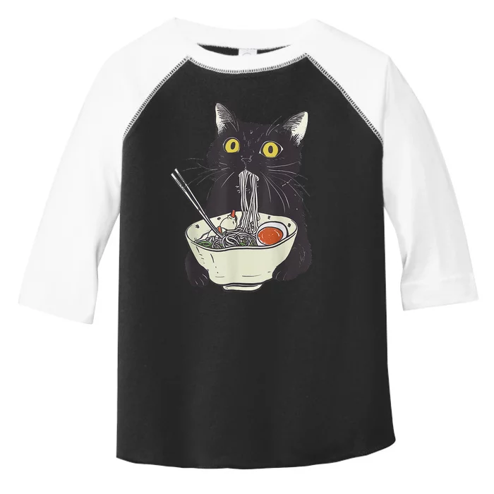 Funny Cat Eating Ramen Vintage Japanese Noodles Gift Toddler Fine Jersey T-Shirt