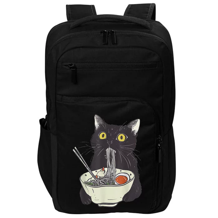 Funny Cat Eating Ramen Vintage Japanese Noodles Impact Tech Backpack