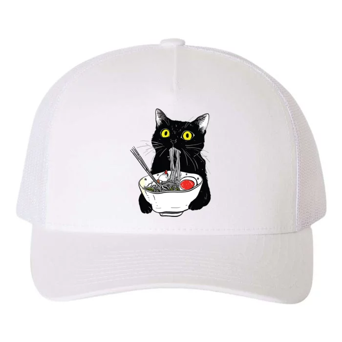 Funny Cat Eating Ramen Vintage Japanese Noodles Yupoong Adult 5-Panel Trucker Hat