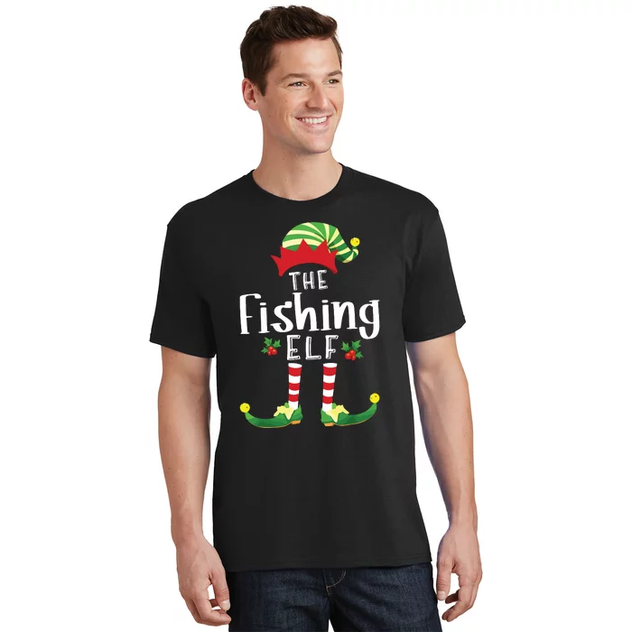 Fishing Christmas Elf Matching Pajama Xmas Party T-Shirt