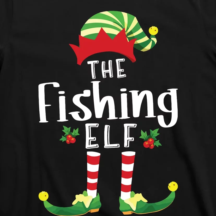 Fishing Christmas Elf Matching Pajama Xmas Party T-Shirt