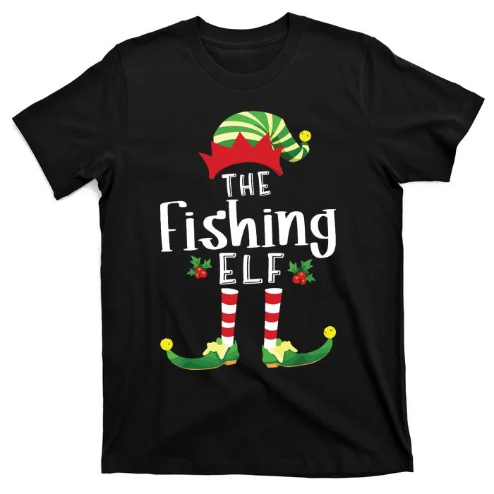 Fishing Christmas Elf Matching Pajama Xmas Party T-Shirt