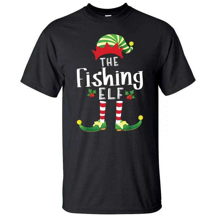 Fishing Christmas Elf Matching Pajama Xmas Party Tall T-Shirt