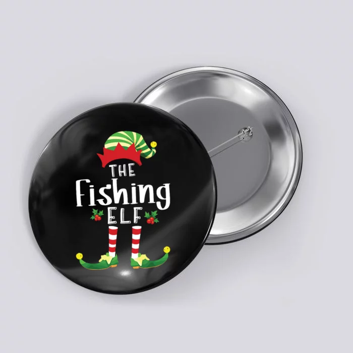 Fishing Christmas Elf Matching Pajama Xmas Party Button