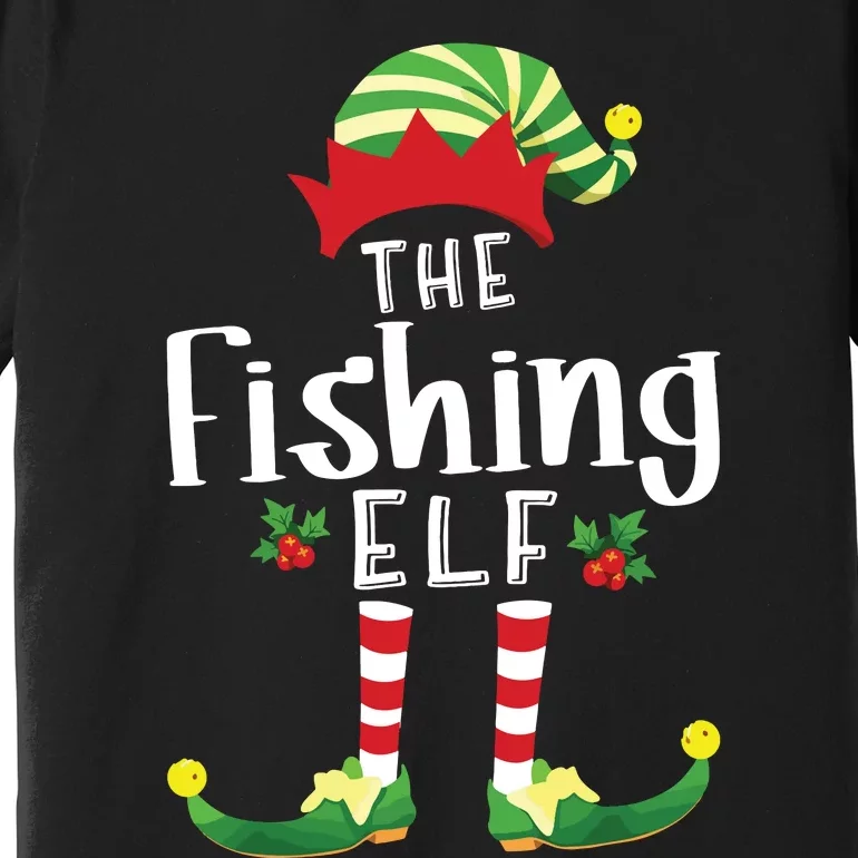 Fishing Christmas Elf Matching Pajama Xmas Party Premium T-Shirt