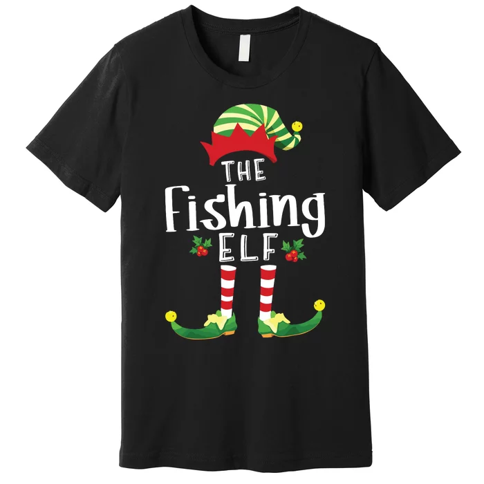 Fishing Christmas Elf Matching Pajama Xmas Party Premium T-Shirt