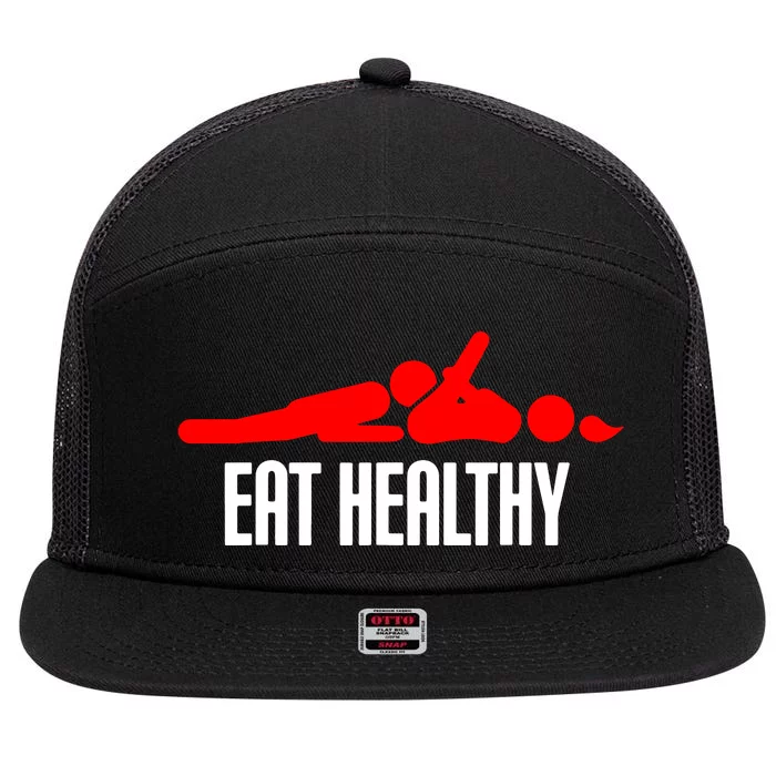 Funny Cool Eat Healthy 7 Panel Mesh Trucker Snapback Hat