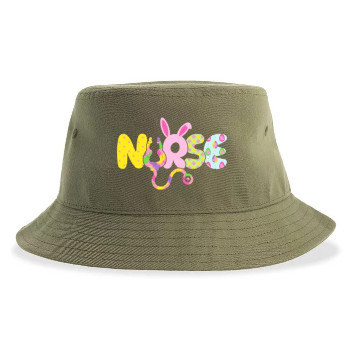 Funny Cute Easter Patterns Nurse Sustainable Bucket Hat