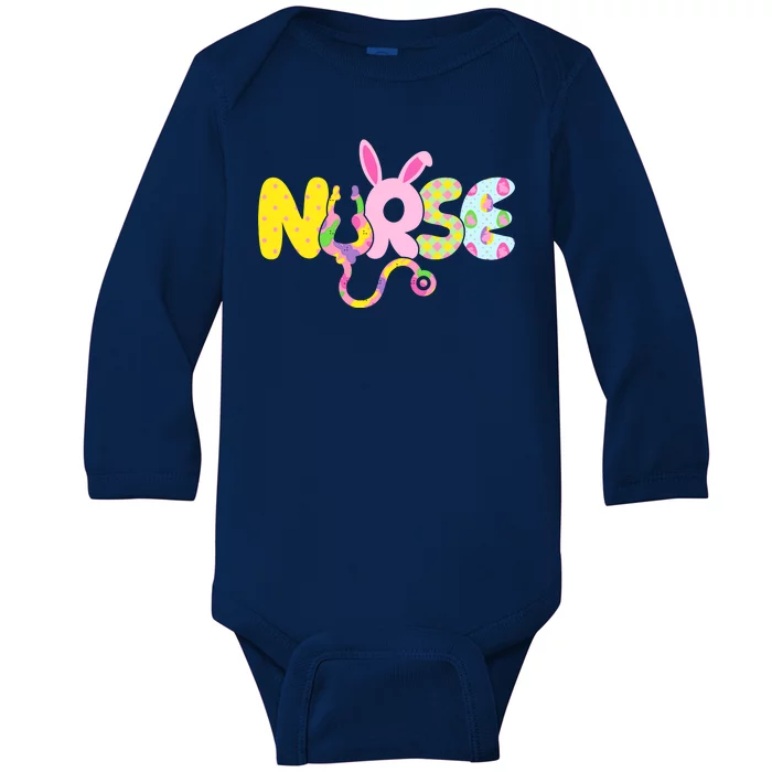 Funny Cute Easter Patterns Nurse Baby Long Sleeve Bodysuit