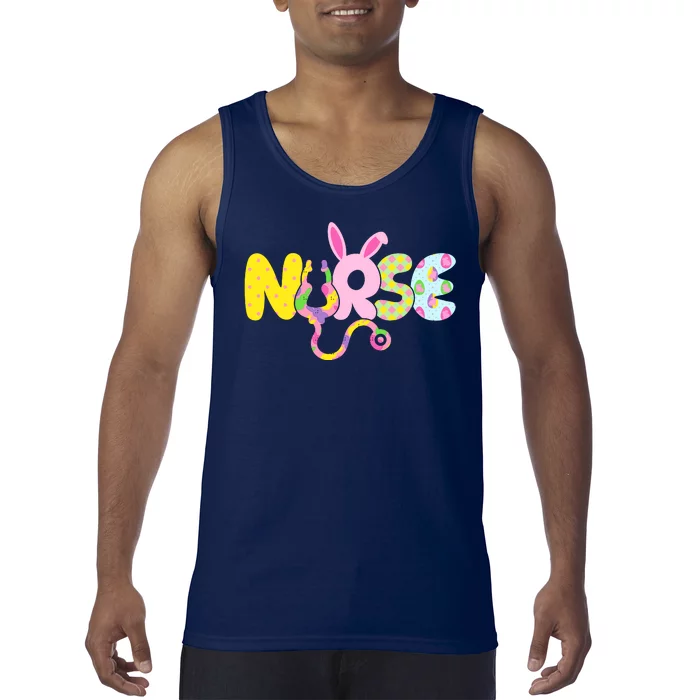 Funny Cute Easter Patterns Nurse Tank Top