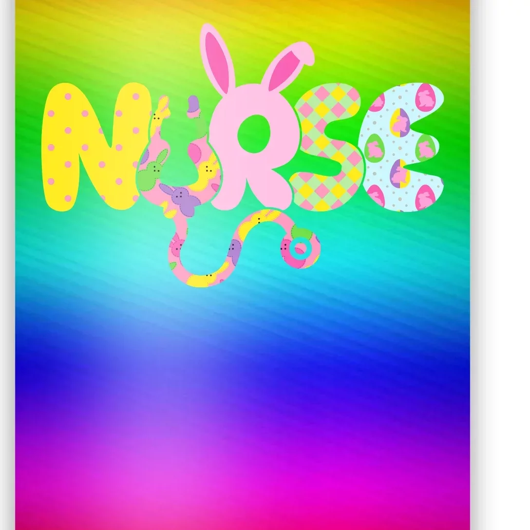 Funny Cute Easter Patterns Nurse Poster