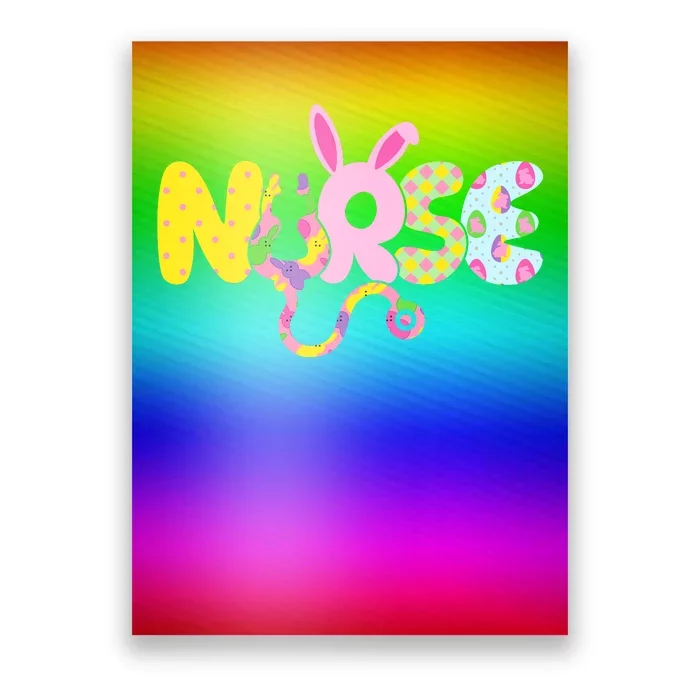 Funny Cute Easter Patterns Nurse Poster