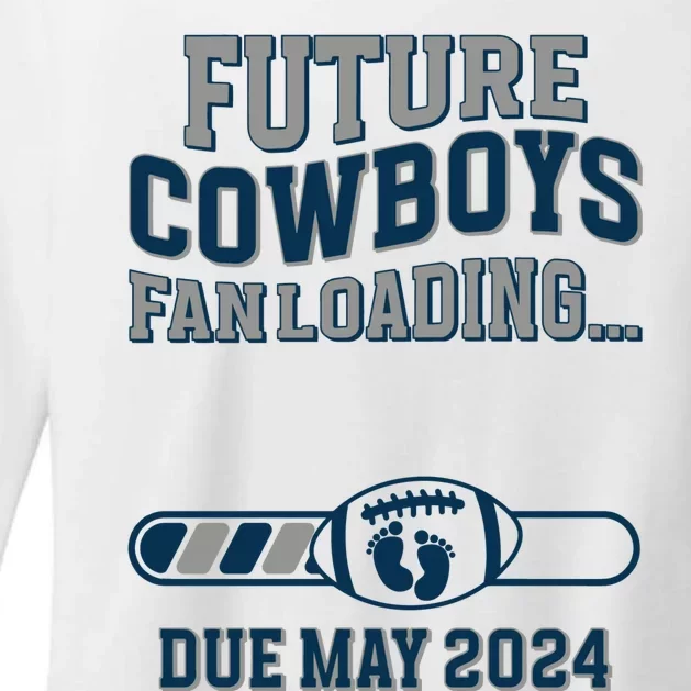 Future Cowboys Fanloading Due May 2024 Pregnant Pregnance Womens CVC Long Sleeve Shirt