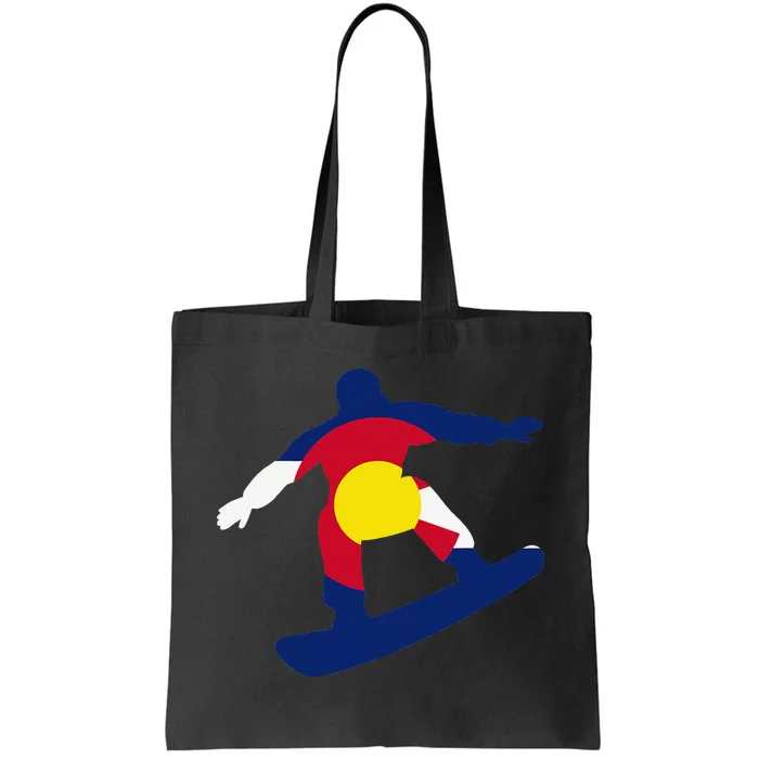 funny Colorado Flag Winter Snowboarding Tote Bag