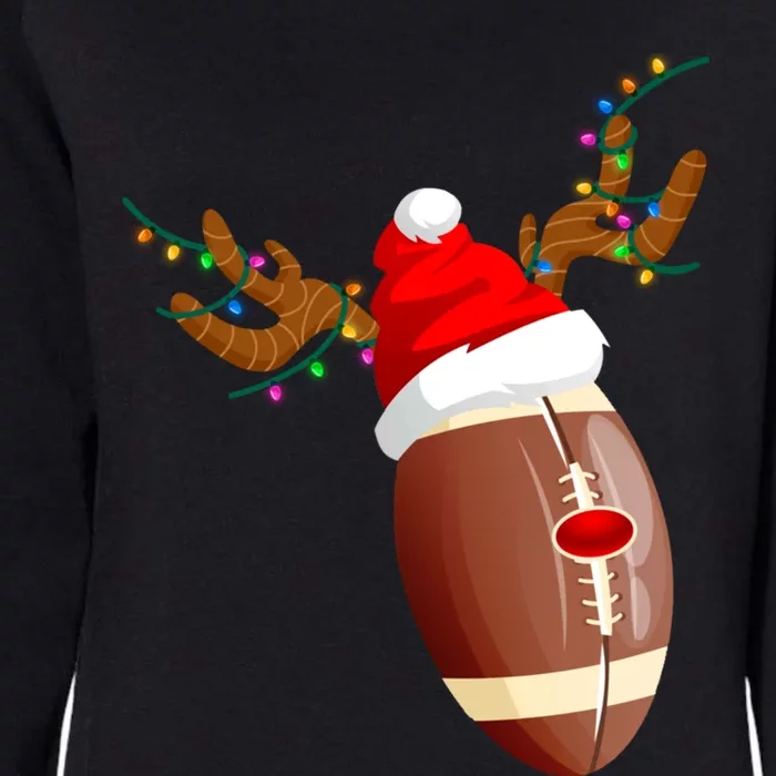 Funny Christmas Football Ball Santa Hat Reindeer Xmas Lights Funny Gift Womens California Wash Sweatshirt