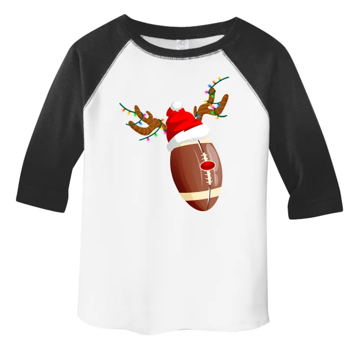 Funny Christmas Football Ball Santa Hat Reindeer Xmas Lights Funny Gift Toddler Fine Jersey T-Shirt