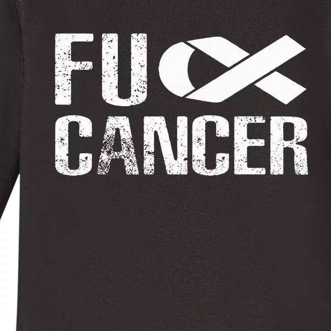 Fuck Cancer Fu Cancer Tcancer Awareness Baby Long Sleeve Bodysuit