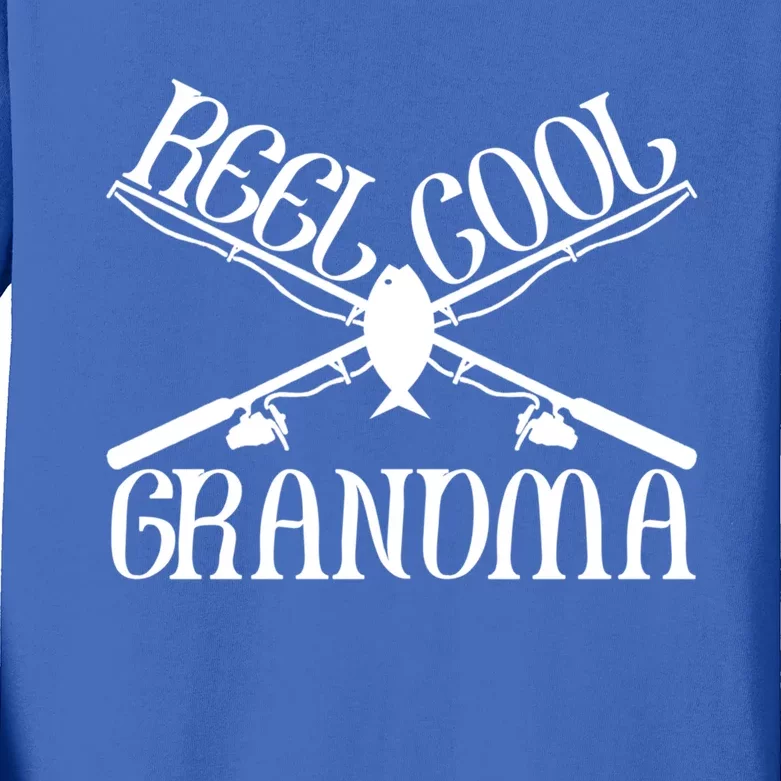 Funny Cool Fishing Grandma Matching Camping Gear Cute Gift Kids Long Sleeve Shirt