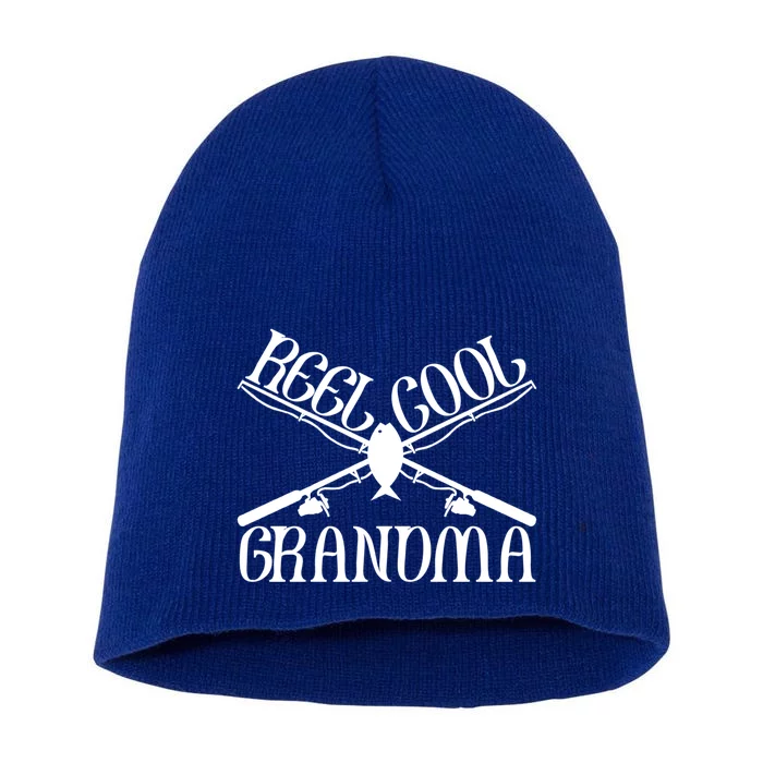 Funny Cool Fishing Grandma Matching Camping Gear Cute Gift Short Acrylic Beanie