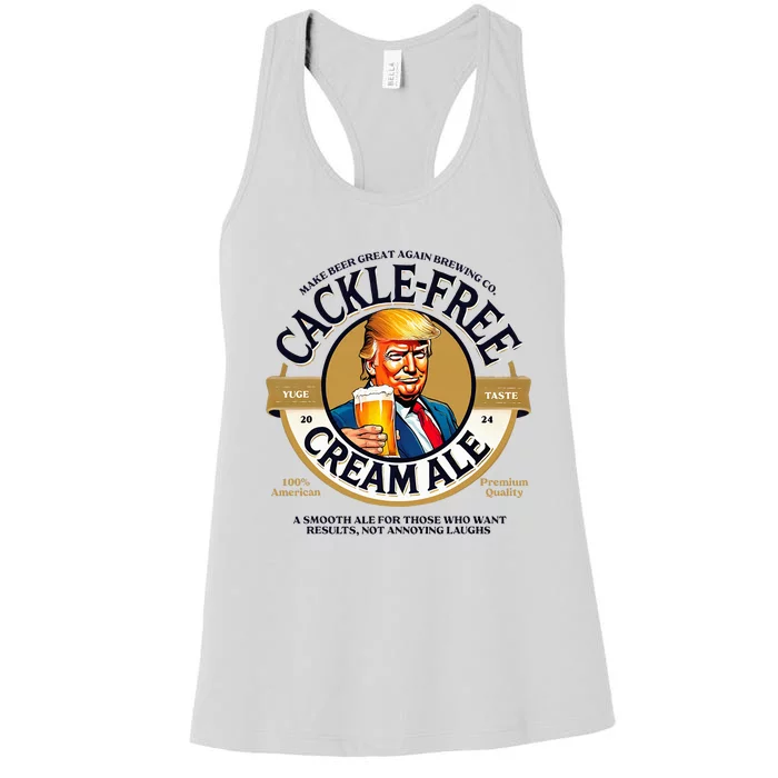 Funny Cackle Free Cream Ale Beer Pun For Trump Support Women's Racerback Tank