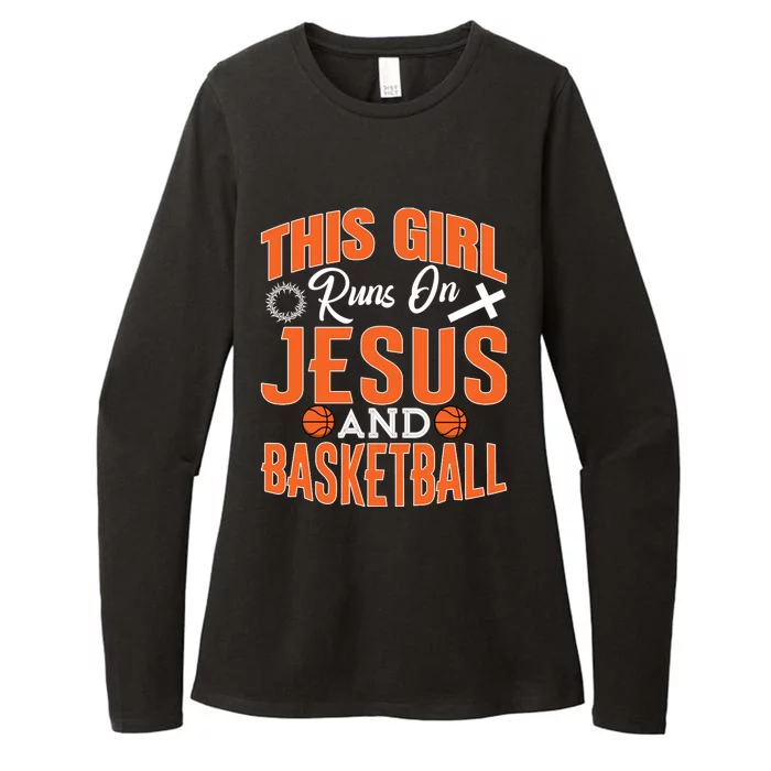 Funny Christian Faith This Girl Run On Jesus And Basketball Womens CVC Long Sleeve Shirt