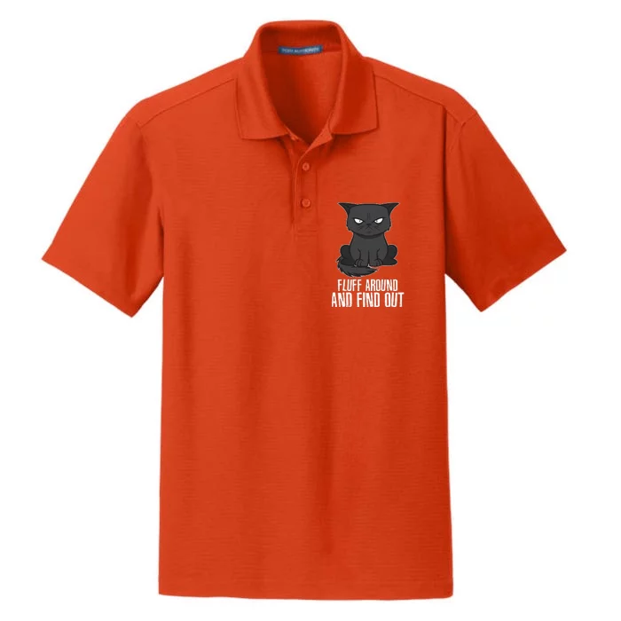 Funny Cat Fluff Around And Find Out Dry Zone Grid Performance Polo