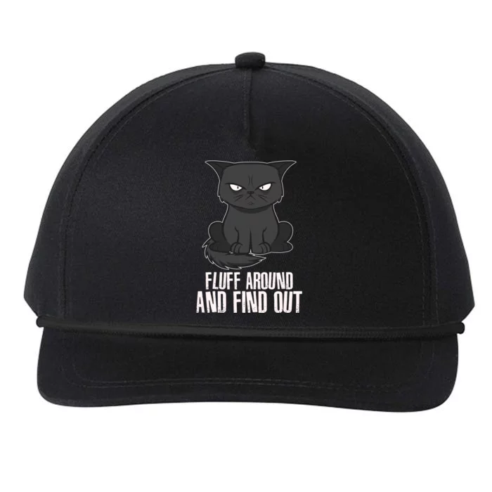 Funny Cat Fluff Around And Find Out Snapback Five-Panel Rope Hat