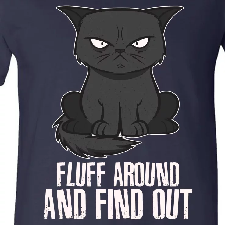 Funny Cat Fluff Around And Find Out V-Neck T-Shirt