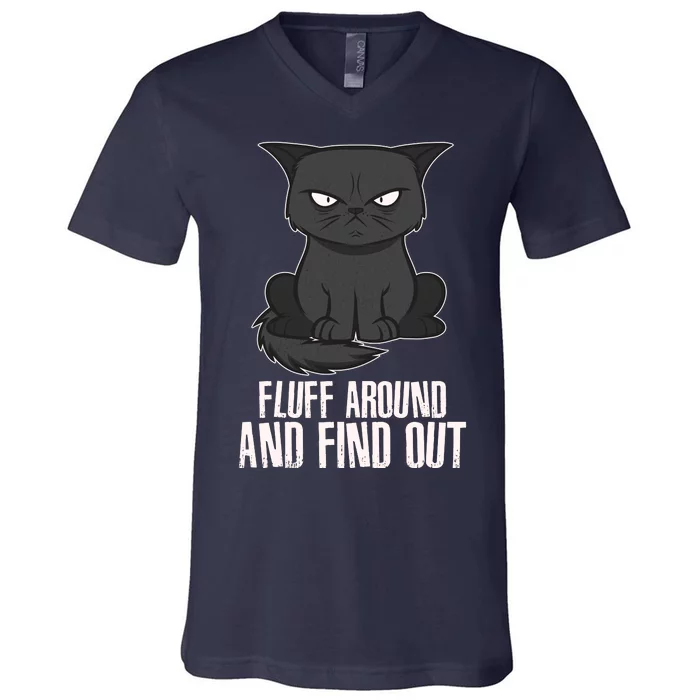 Funny Cat Fluff Around And Find Out V-Neck T-Shirt