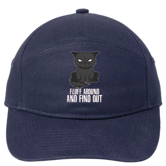 Funny Cat Fluff Around And Find Out 7-Panel Snapback Hat